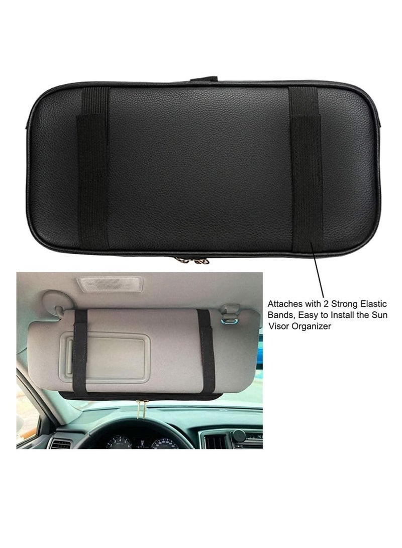 Generic Car Sun Visor Organizer, Auto Interior Accessories Pocket Organizer - Car Truck SUV Storage Pouch Holder, with Multi-Pocket Net Zipper (Black) - Image 3