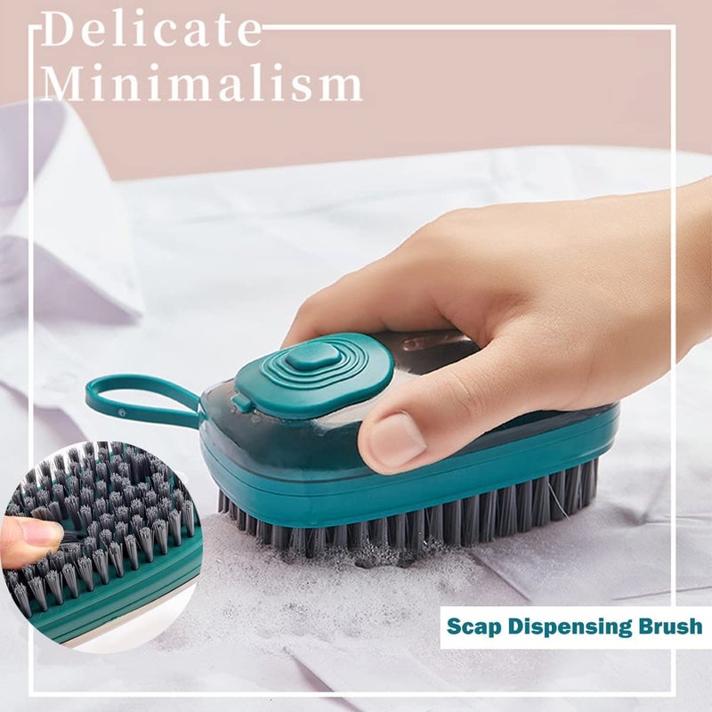 DORMICO Soap Dispenser Scrub Cleaning Brush Household Cleaning Tools Washing Brush for Laundry Cloth Shoe, Good Scrubber Cleaner for Bathroom Kitchen Tub Shower Sink Carpet (Green) - Image 3