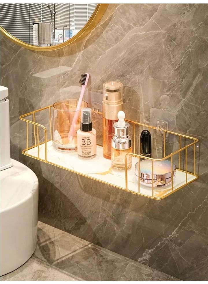 Bathroom Storage Shelf Golden Shower Rack Organizer Toothpaste Holder Toilet Caddy Wall Mounted 