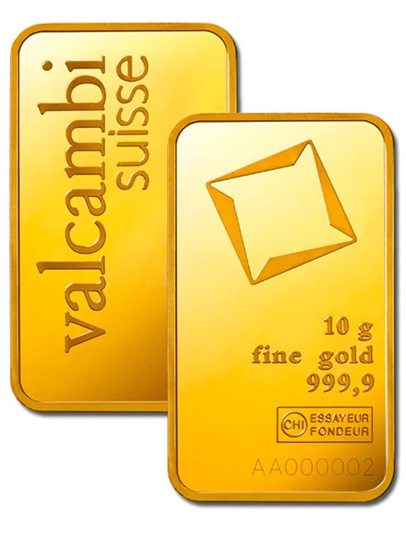 VARNIKA JEWELLERY - Valcambi Suisse 24 Karat (999.9) 10g Gold Bar 24k - Image 1