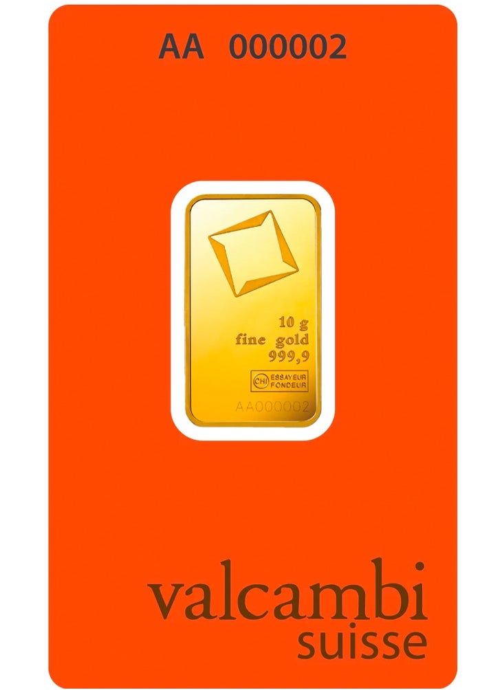 VARNIKA JEWELLERY - Valcambi Suisse 24 Karat (999.9) 10g Gold Bar 24k - Image 1