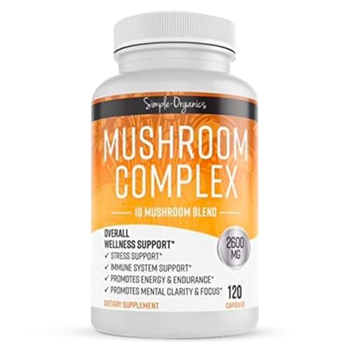 Simple-Organics SimpleOrganics Mushroom Complex 10 Mushroom Blend for Energy and Immune Support 2600mg per Serving 120 Vegan Capsules - Image 2