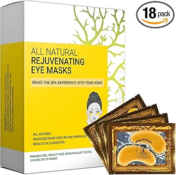 Doppeltree Under Eye Patches Masks for Dark Circles Puffy Eyes 24K Gold AntiAging Collagen Hydrogel Pads for Puffiness Bags and Wrinkles Formulated in San Francisco 18 Pairs - Image 1
