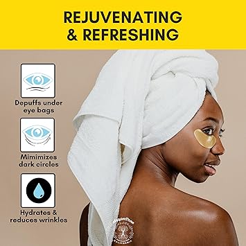 Doppeltree Under Eye Patches Masks for Dark Circles Puffy Eyes 24K Gold AntiAging Collagen Hydrogel Pads for Puffiness Bags and Wrinkles Formulated in San Francisco 18 Pairs - Image 3