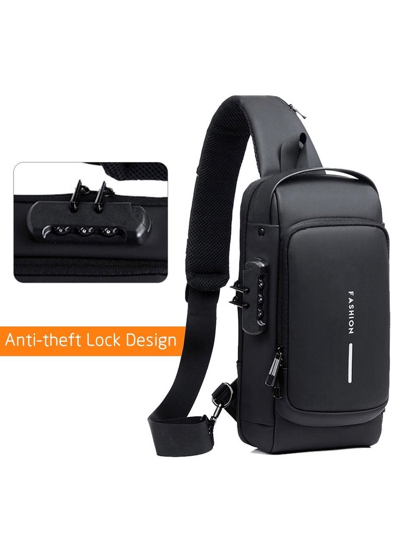 FASHION Anti-Theft Chest Bag with Password Lock Large Capacity Sport Sling Bag Man's Shoulder Bag Motorcycle Crossbody Daypack Waterproof - Image 4