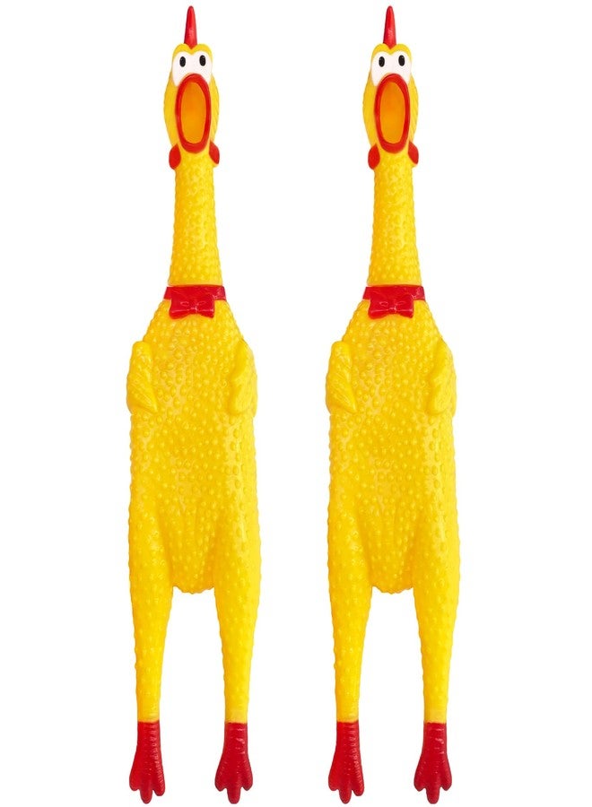 Xeehwb 2 Pcs Large Rubber Chicken,Screaming Chicken Dog Toys,Yellow Rubber Squawking Chickens,Squeaky Chickens Toys,Prank Noise Maker Dog Toys 12 Inch - Image 1