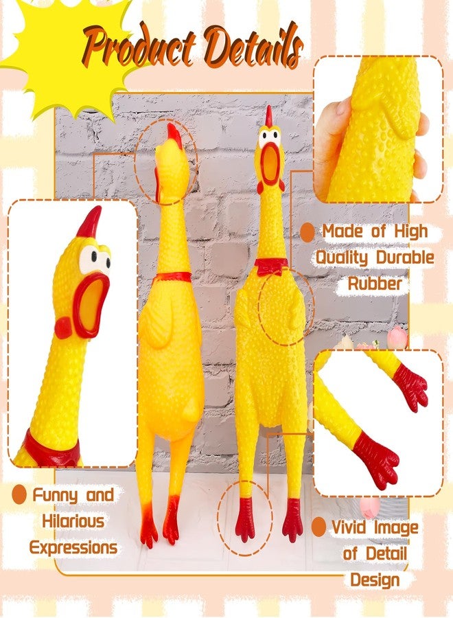 Xeehwb 2 Pcs Large Rubber Chicken,Screaming Chicken Dog Toys,Yellow Rubber Squawking Chickens,Squeaky Chickens Toys,Prank Noise Maker Dog Toys 12 Inch - Image 3
