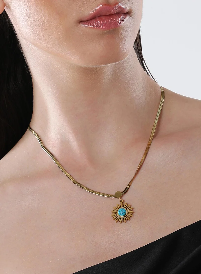 Sohi  Stone Studded Soleil Pendant With Artificial Chain Necklace Jewellery for Women | Best Price UAE