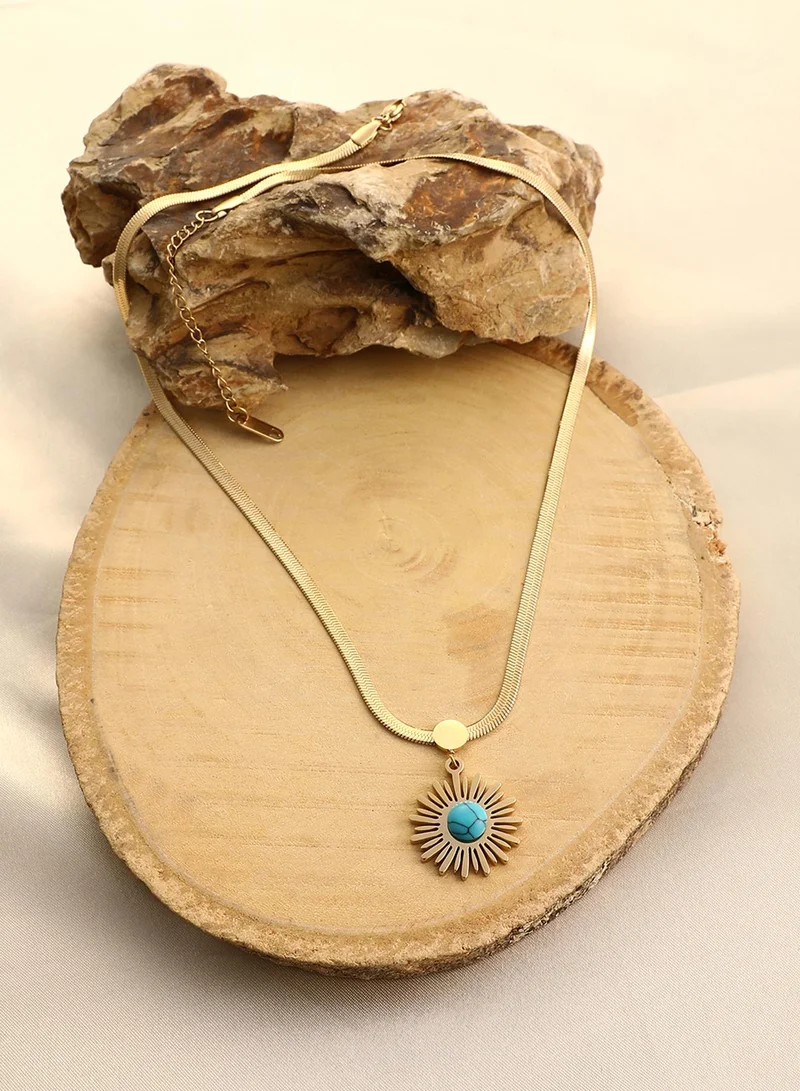 Sohi  Stone Studded Soleil Pendant With Artificial Chain Necklace Jewellery for Women | Best Price UAE