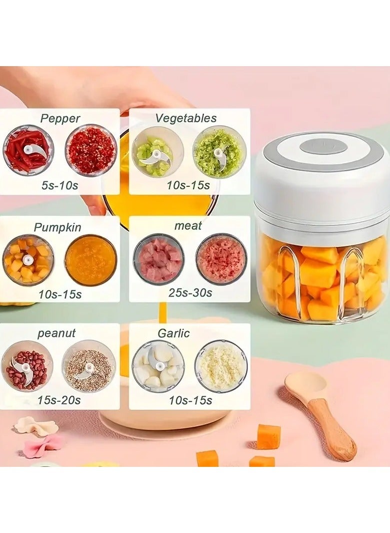 VIUAUAX مفرمة ثوم كهربائية صغيرة، محضر طعام، مفرمة ثوم لاسلكية محمولة، مفرمة لحم مع شحن USB للخضروات والفلفل الحار والفواكه والزنجبيل وأطعمة الأطفال والتوابل 250 مل (أخضر) - Image 4