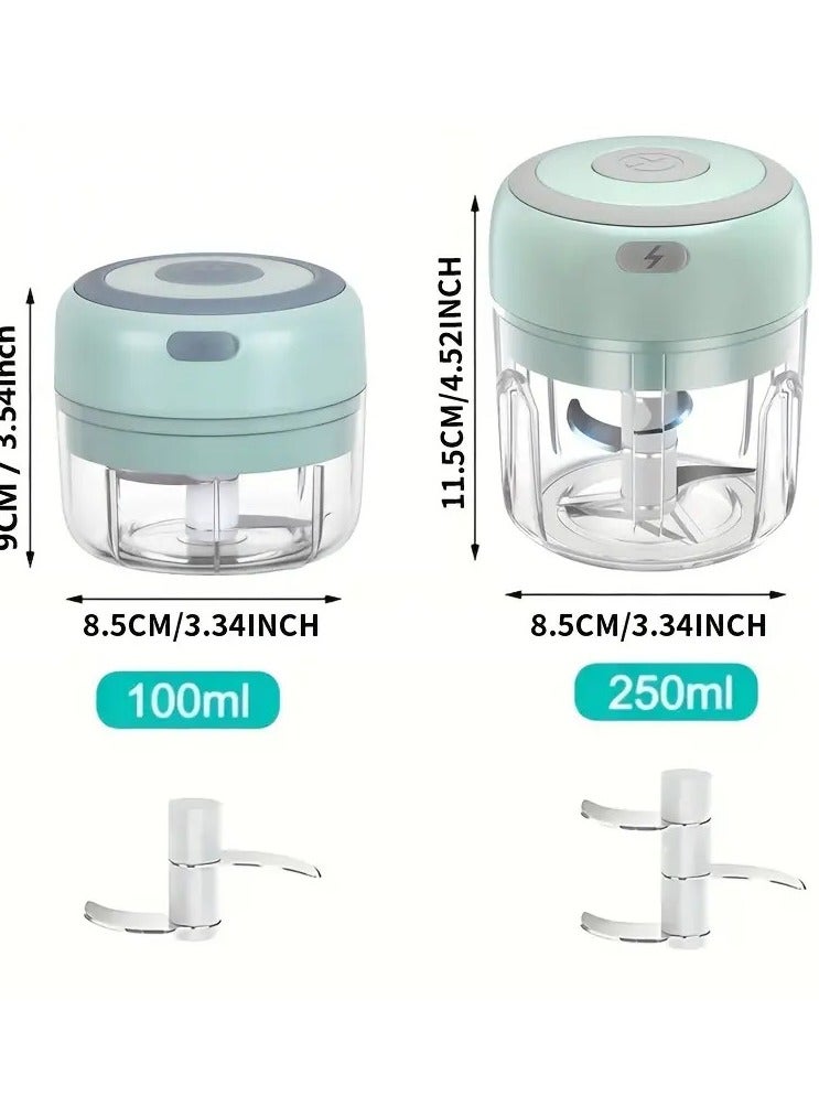 VIUAUAX مفرمة ثوم كهربائية صغيرة، محضر طعام، مفرمة ثوم لاسلكية محمولة، مفرمة لحم مع شحن USB للخضروات والفلفل الحار والفواكه والزنجبيل وأطعمة الأطفال والتوابل 250 مل (أخضر) - Image 5