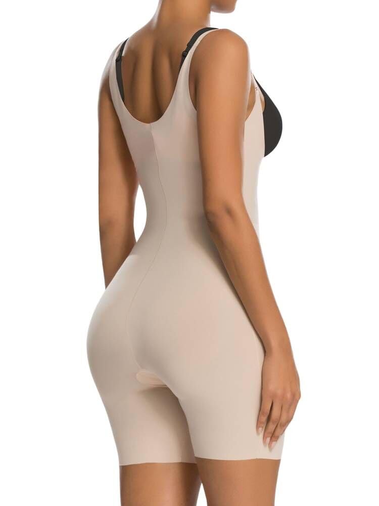 SHAPERX Shapewear for Women Tummy Control Open Bust Thigh Slimmer Body Shaper, SZ2490293-Beige-S - Image 2