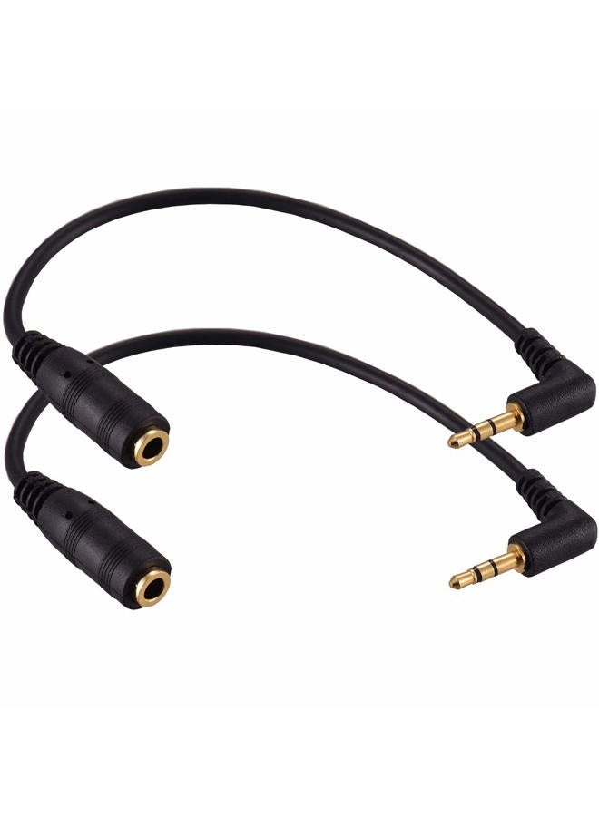 Warmstor 2 Pack Gold Plated 2.5mm Male to 1/8 inch 3.5mm Female Stereo Audio Jack Adapter Cable 90 Degree Right Angle Connector 6 inch Cord for Radios,Headphones,Recorder,Camera - Image 1