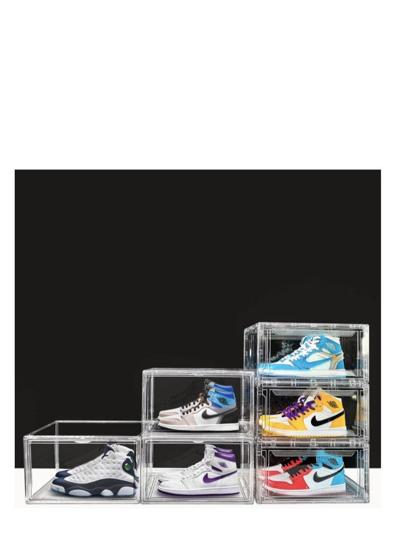 Golden - Shoe Boxes Clear Plastic Stackable 10 Pack Sneaker Storage Boxes with Magnetic Door, Acrylic Boxes for Display, Strong and Sturdy Fit Shoe Size Up to US 15 - Image 1