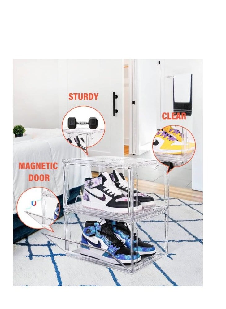 Golden - Shoe Boxes Clear Plastic Stackable 10 Pack Sneaker Storage Boxes with Magnetic Door, Acrylic Boxes for Display, Strong and Sturdy Fit Shoe Size Up to US 15 - Image 1