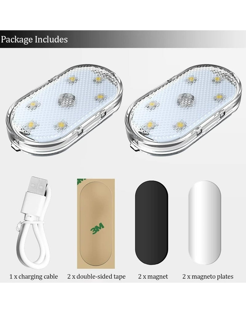 2 PCS Car Led Lights Interior,7 Colors Ambient Lighting Car Interior,USB Rechargeable Car Interior Reading Light,Portable Led Lights for Car - Image 2