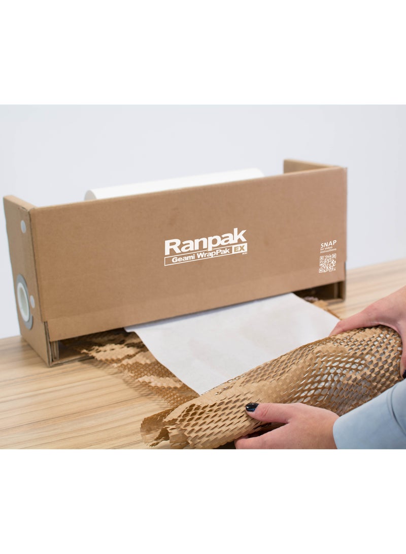 Ranpak Ranpak Geami WrapPak Ex Mini 450 feet expandable honeycomb cushion wrap, recyclable packing paper, eco-friendly kraft paper cushioning, made in USA, White  - Image 4