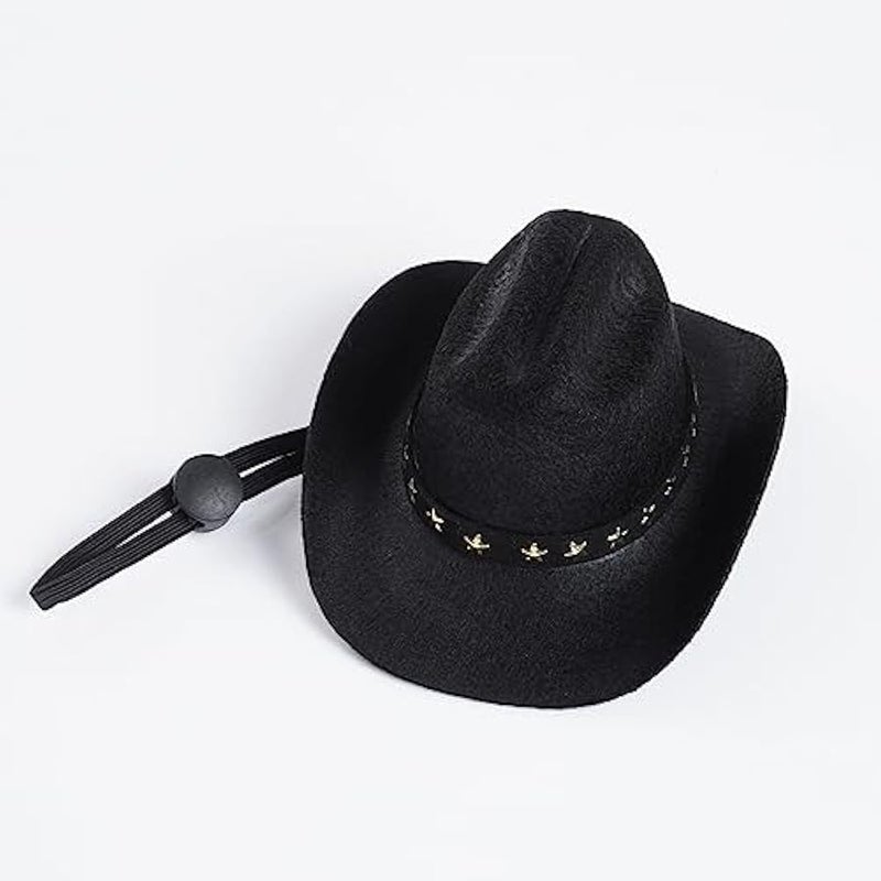 Pet Cowboy Costume Cosplay Cap  Costumes for Dogs Cat Pet Party Decoration Mini Cowboy Hat (Black, Medium) - Image 2