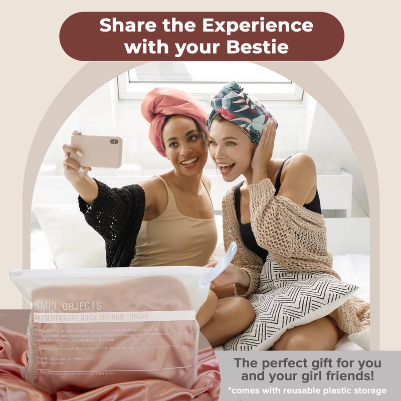 Smpl Objects Satin And Bamboo Hair Towel Wrap For Women Satin Hair Plopping Towel Curly Hair - Satin Hair Towel For Wet Hair (Pink - Bronze) - Image 4