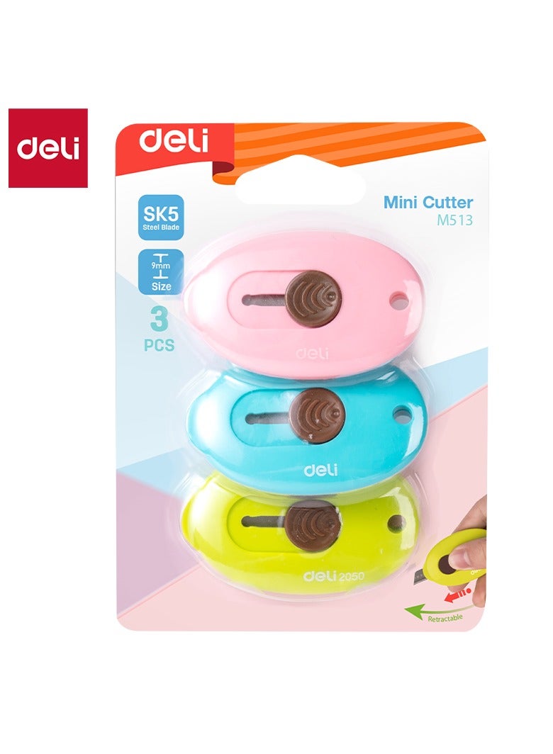 Deli EM513 3PCS Assorted Mini Cutter Set – ideal for letters, wrapping & light crafts - Image 1