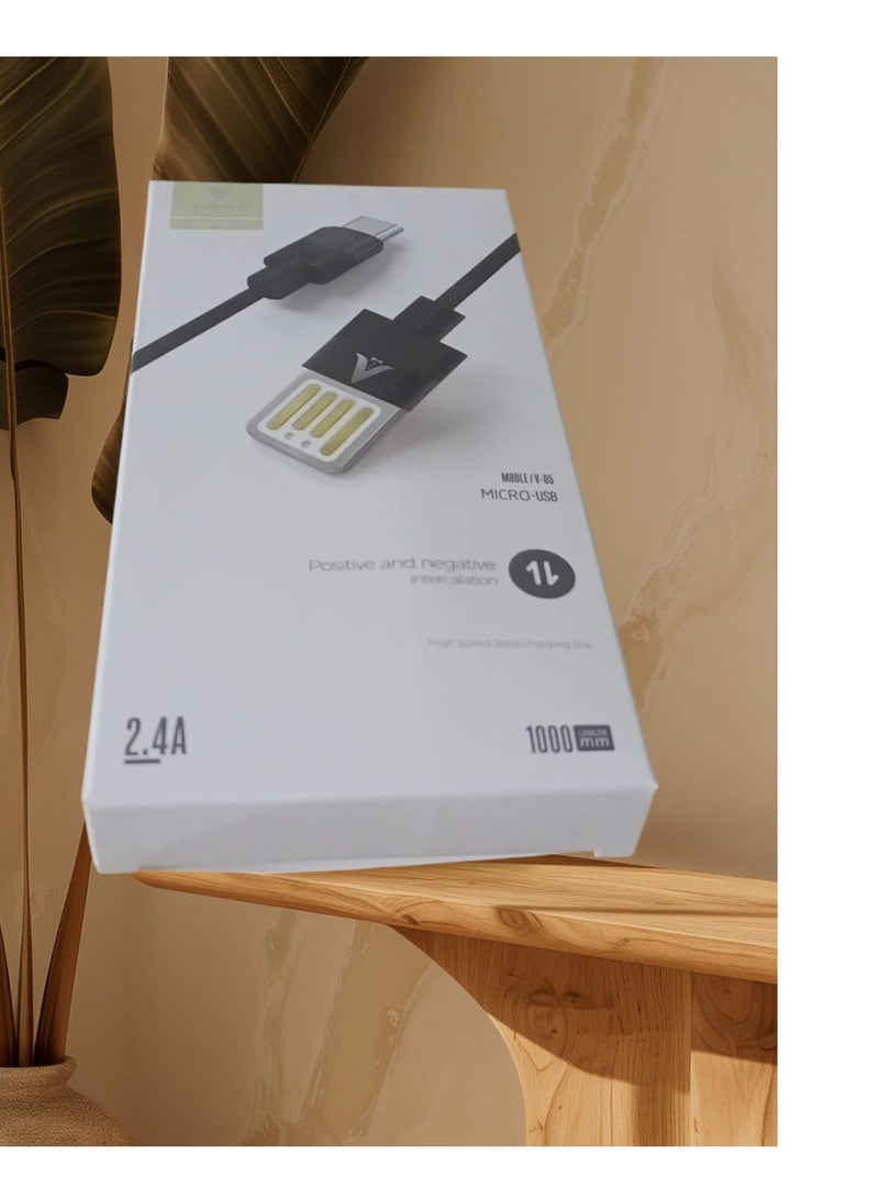 فونك كابل شحن ونقل بيانات سريع 2 أمبير من فونك بمنفذ ميكرو يو إس بي - أسود - Image 2