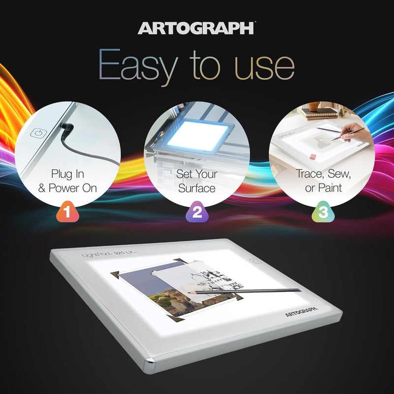 Artograph صندوق إضاءة LED رفيع، 9" × 6" لوح رسم وتتبع قابل للتعتيم، LightPad 920 LX - Image 3