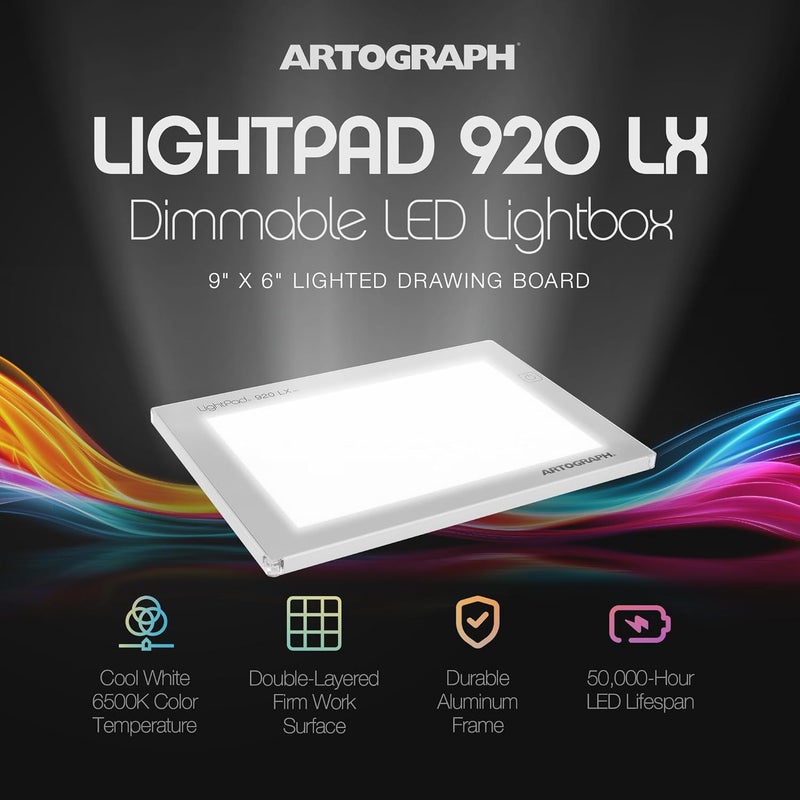 Artograph صندوق إضاءة LED رفيع، 9" × 6" لوح رسم وتتبع قابل للتعتيم، LightPad 920 LX - Image 2