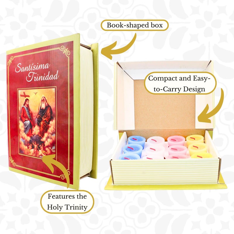 Nuestra Fe 12 Pack Devotional Candles in a Prayer Box - Las 12 Velas de la Divina providencia catolica - velas para posadas - velas para pedir Posada - Procession Candles - Religious Candles - Cirios catolicos - Image 4
