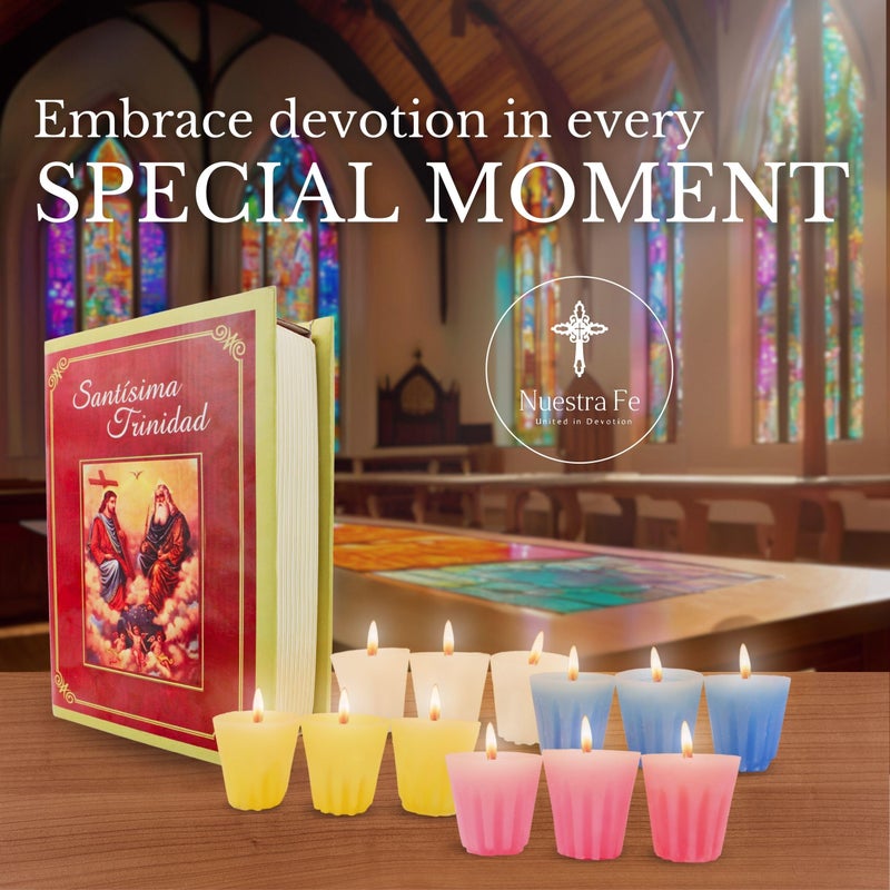 Nuestra Fe 12 Pack Devotional Candles in a Prayer Box - Las 12 Velas de la Divina providencia catolica - velas para posadas - velas para pedir Posada - Procession Candles - Religious Candles - Cirios catolicos - Image 5