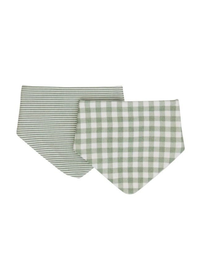 All4Ella Bandana Bibs 2 Pack - Gingham Sage - Image 1