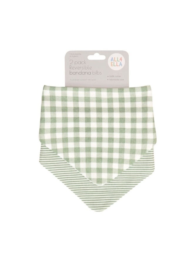 All4Ella Bandana Bibs 2 Pack - Gingham Sage - Image 3