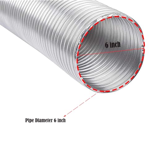 Ardnib 6 Inch 6ft Flexible Aluminum Duct Pipe for Kitchen Chimney | Complete Installation Kit with Free Cowl Cover, 2m Tape, and Clamp | Fits Various Chimney Brands, Silver (6"/150mm diameter, - Image 3