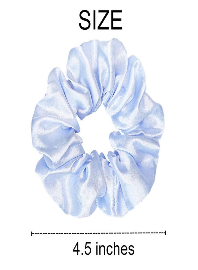 RR DESIGN Satin Hair Scrunchies Set, 12 Pack, Large Size, Multi-Colour Collection for All Hair Types (Blue family pair (pack of 12)) - Image 3