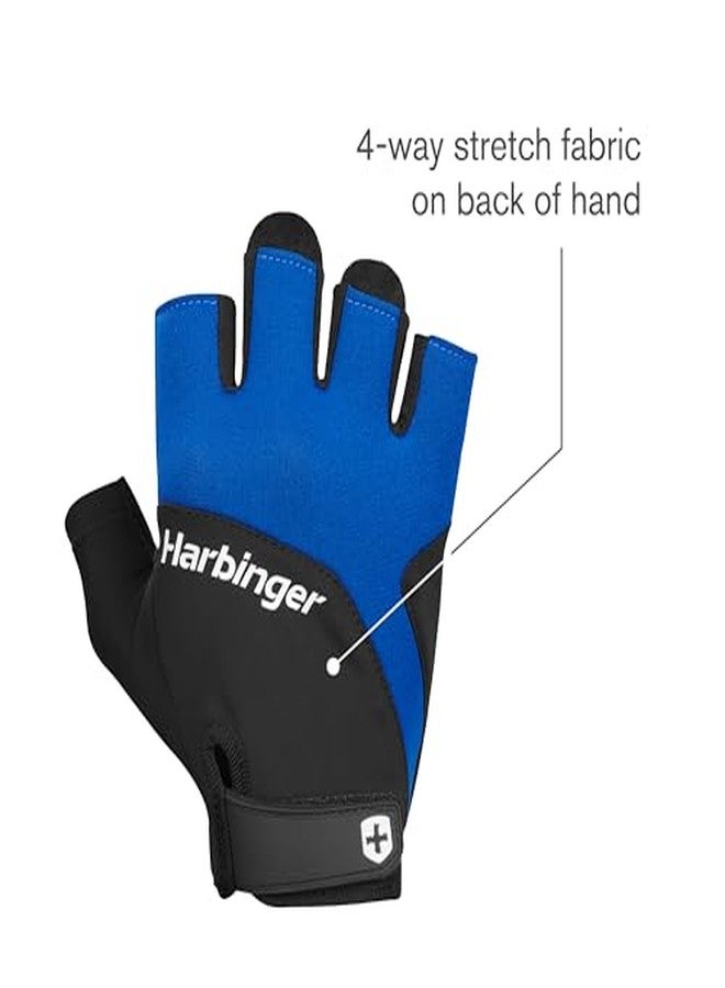 هاربينجر قفازات رفع الأثقال Harbinger Training Grip 2.0، للجنسين، مصنوعة من البوليستر والجلد (أزرق، مقاس XL) - Image 4