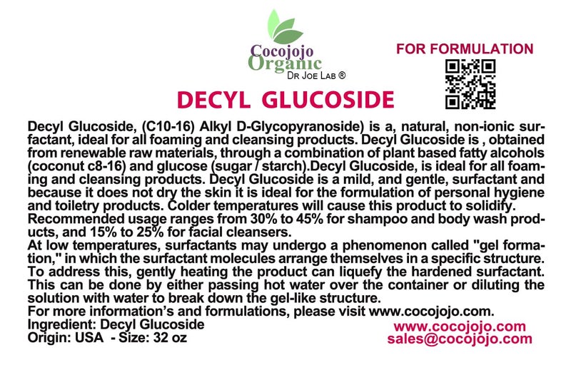 Dr Joe Lab Decyl Glucoside Natural Surfactant - Surfactants for Soap Making, Lauryl Glucoside, DIY Shower Gel, Skin Care, Body and Face Wash, Plant Derived, Natural - 32 Oz - Image 2