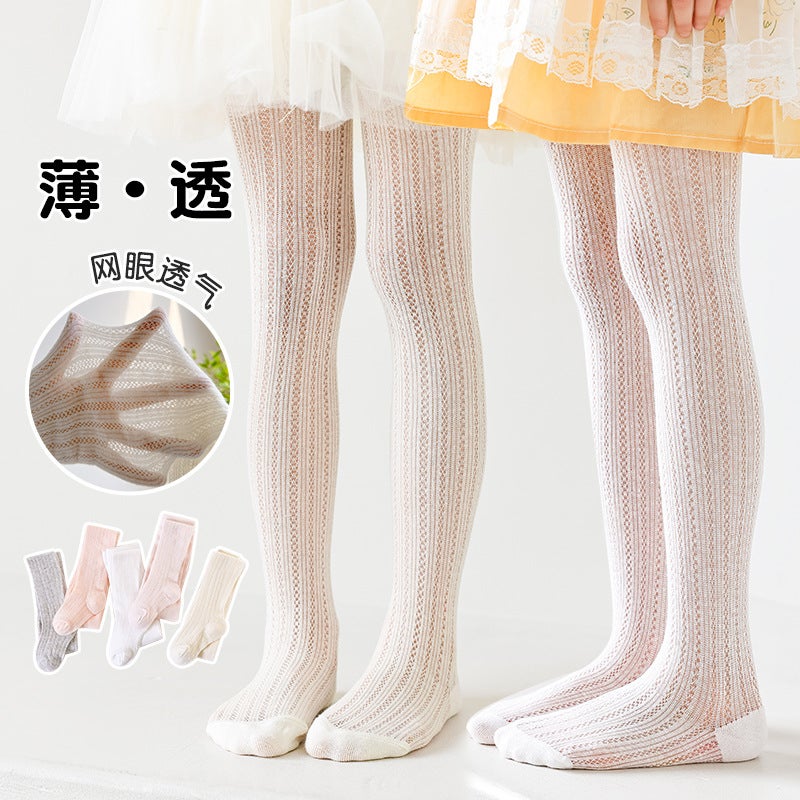 Girls Pantyhose Summer Pure Color Ultra-Thin Cut Out Mesh Newborn Baby Leggings White Dance Pantyhose - Image 2