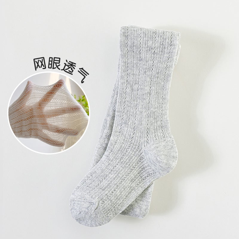 Girls Pantyhose Summer Pure Color Ultra-Thin Cut Out Mesh Newborn Baby Leggings White Dance Pantyhose - Image 1