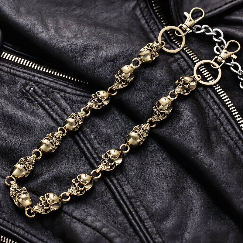 Skull Jean Chain for Concert Rave Cosplay Street Photo Gold Unisex Decor - Image 5