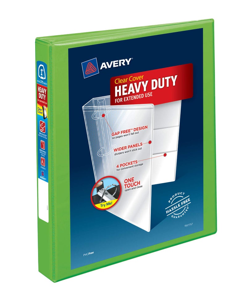 Avery Heavy-Duty View 3 Ring Binder, 1" One-Touch EZD Rings, 1 Chartreuse Binder (79770) - Image 1