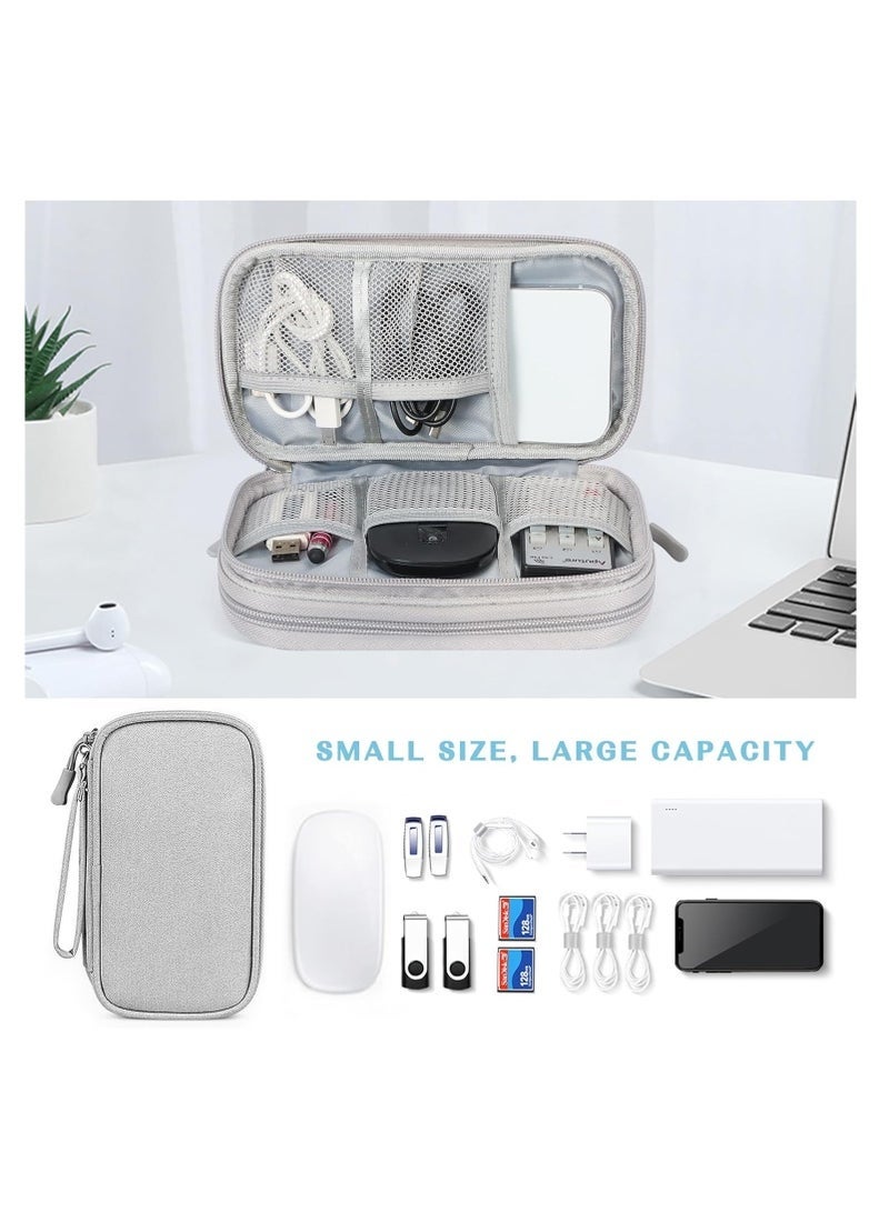 Travel Cable Organizer Pouch, Double Layers Design, Electronic Accessories Carry Case, Portable Waterproof Double Layers All-in-One Storage Bag for Cord, Charger, Phone, Earphone etc (Grey) - Image 2