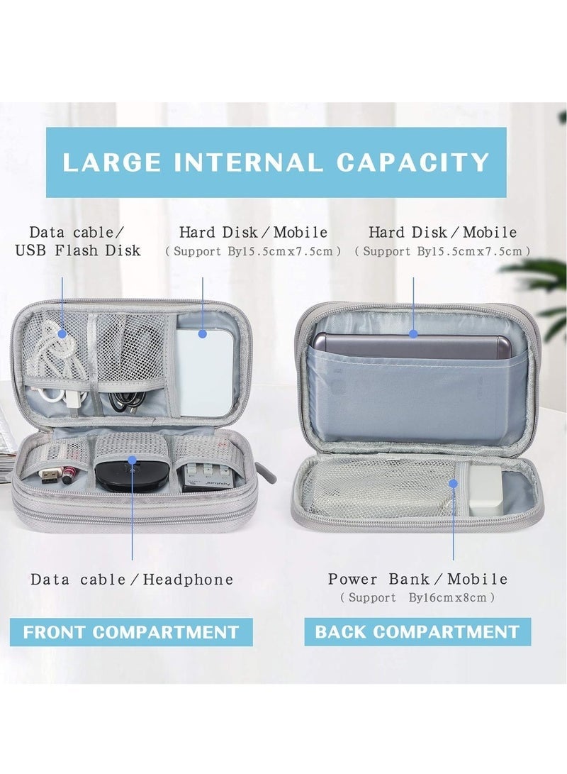 Travel Cable Organizer Pouch, Double Layers Design, Electronic Accessories Carry Case, Portable Waterproof Double Layers All-in-One Storage Bag for Cord, Charger, Phone, Earphone etc (Grey) - Image 3