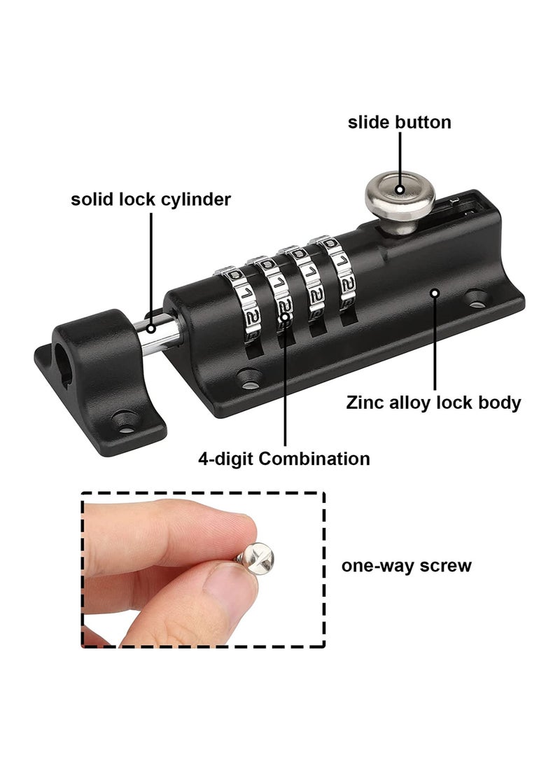 SYOSI Combination Bolt Lock, Weatherproof and Burglar Proof, 120mm Combi-Bolt 4 Digit Unique Combination Locking Bolt, Thicken Solid Zinc Alloy Door Latch Lock for Home, Gate, Shed, Garage, Fence - Image 3