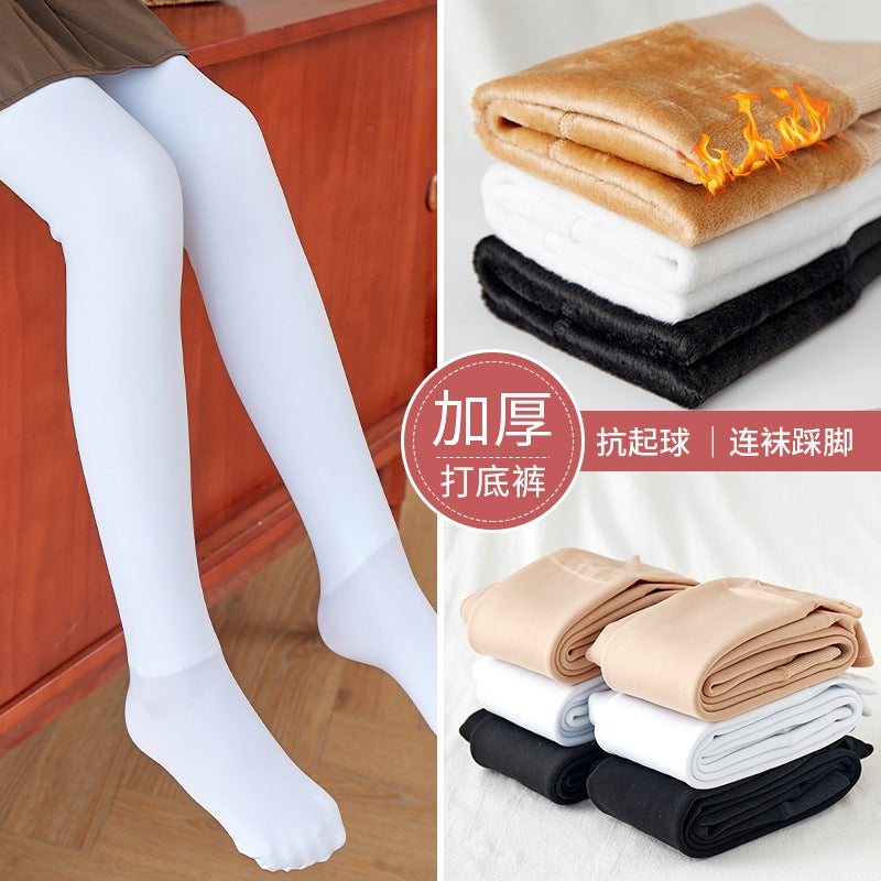 Factory Spring Autumn Winter Children'S Pantyhose Girls' Leggings Outer Wear Baby White Dance Socks Fleece-Lined Thickened - Image 2