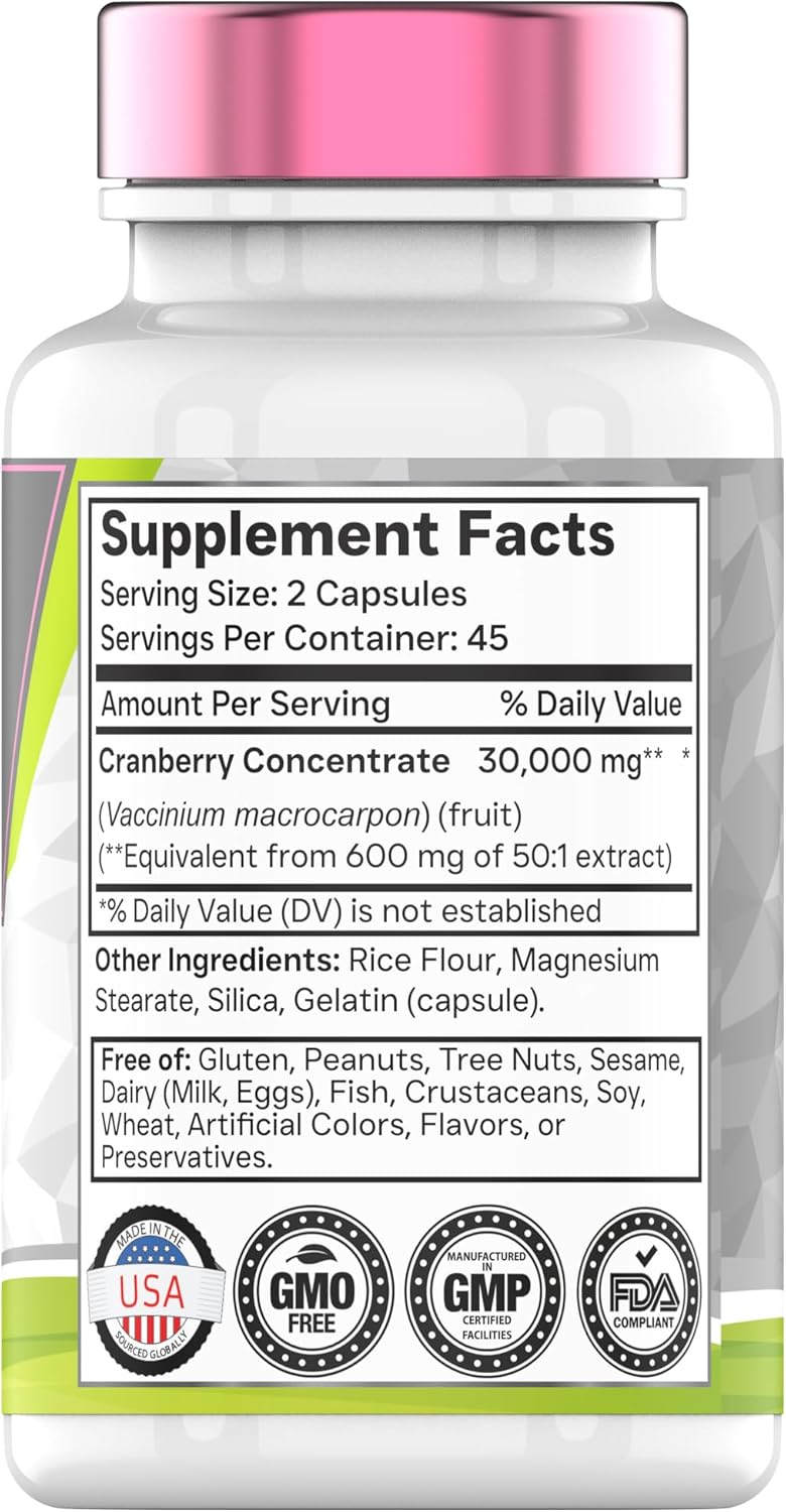 tnvitamins Cranberry Pills for Women 30000 mg  90 Capsules  Urinary Tract Health  Support  Cranberry Concentrate Extract Vitamin Supplement for Women  NonGMO  Made in The USA - Image 2