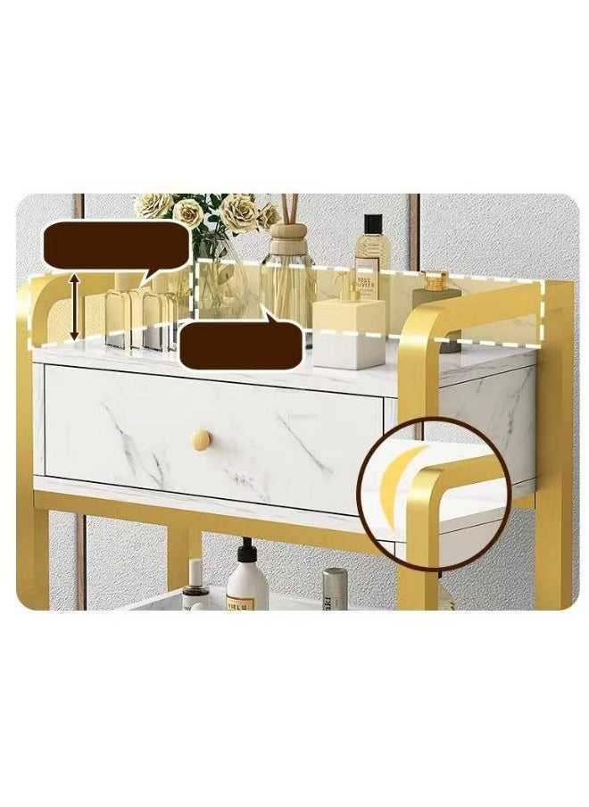 JOMILA Bar Carts for The Home Modern Small Cart with Wheels Made of MDF+Steel, Bar Cart with Wheels White+Gold for Salons, Studios, Shops  - Image 4