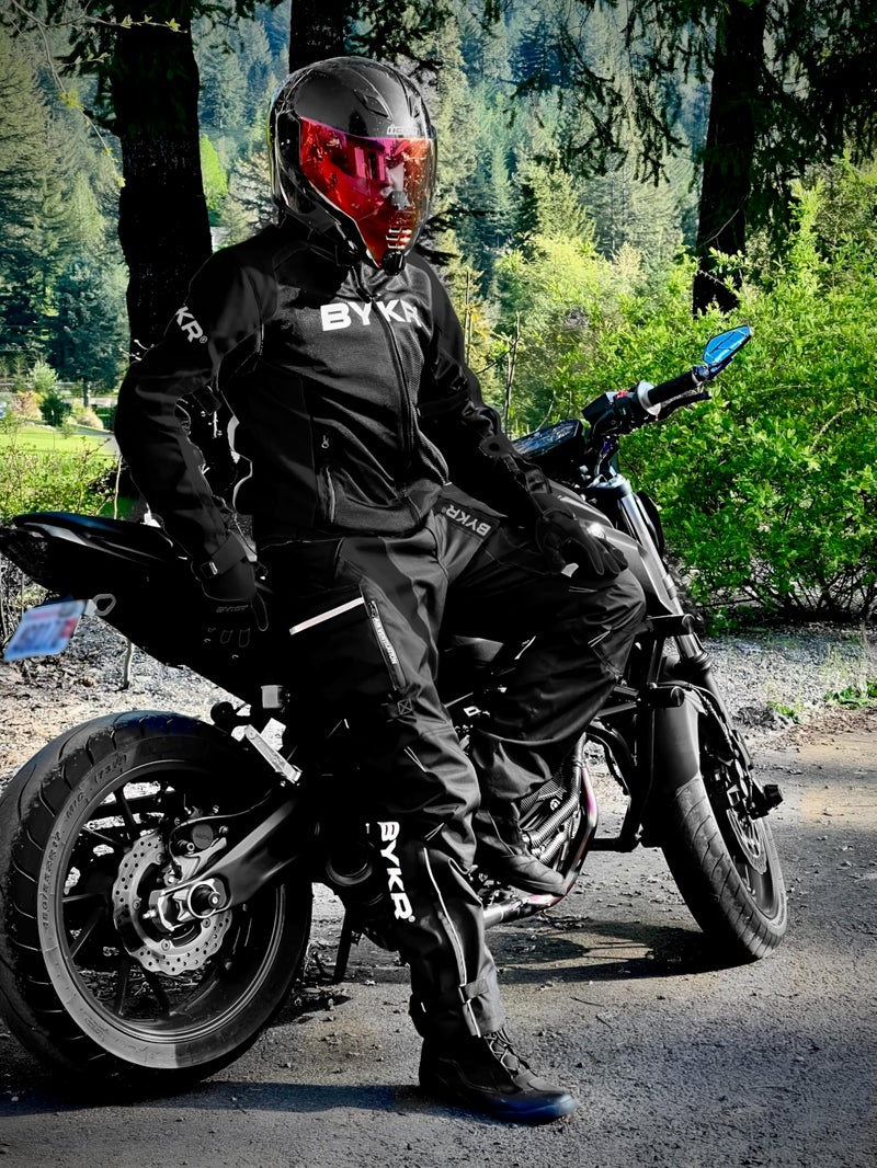 BYKR Mesh Motorcycle Jacket For Men Dual Sports Adventure Breathable Air Racing Bikers Riding Powersports Protective Motorbike Jackets Enduro CE Armored Black Medium - Image 2