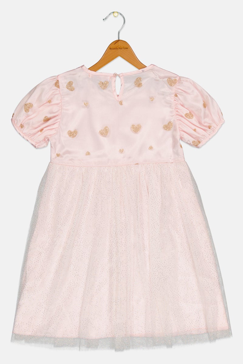 English Laundry Kids Girl Textured Puffed Sleeve Dress, Pink - Image 2
