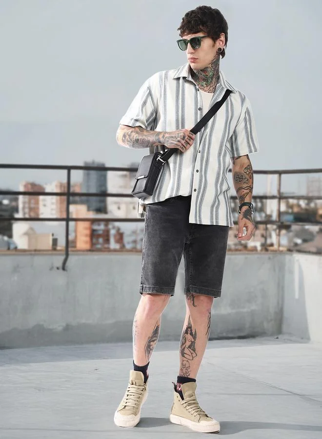 هوبرهولمي قميص رجالي قطن مخطط بقصة مريحة