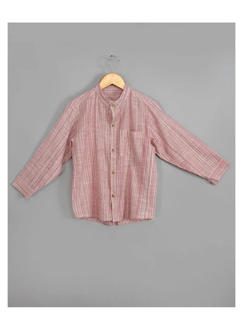 babyqlo Pure cotton stripe pattern shirt with cotton short set for boys