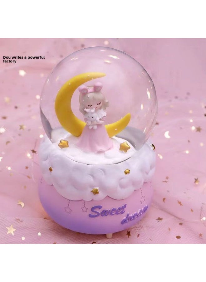 Princess Aisha Music Box Lighting Holiday Gift Gift Direct Snowflake Crystal Ball Baby Birthday Gift-Color:Moon Unicorn-Size:Large Inner Rotating Light And Music, Automatic Snow Falling + Gift Bag + Exquisite Packaging  - Image 3
